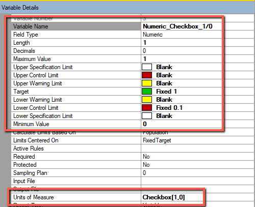 Example Numeric Variable Checkbox Configuration