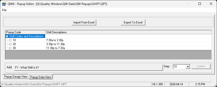 Single Level Popup Example