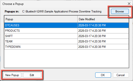 Popup Filename Selector Dialogue