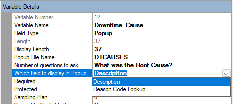 Popup Item Field Selection Example