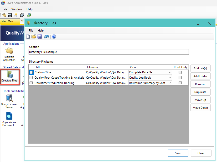 Directory File Editor Example
