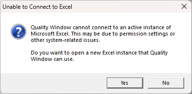 New prompt for Excel connectivity issues
