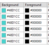 Header Row color options.
