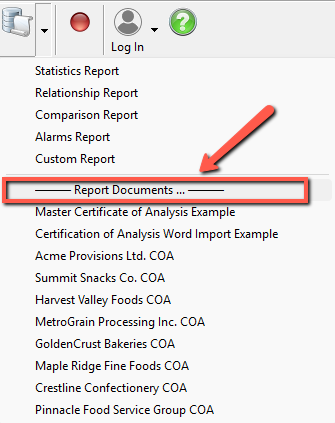 Updated Reports dropdown menu