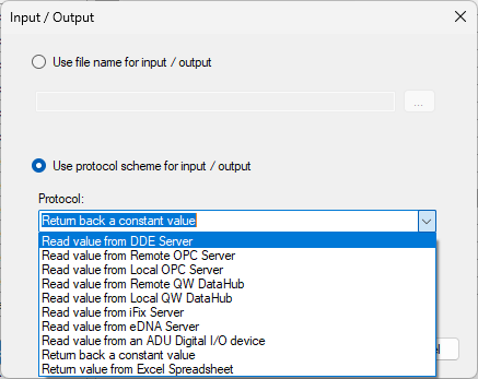 Example Protocols selection