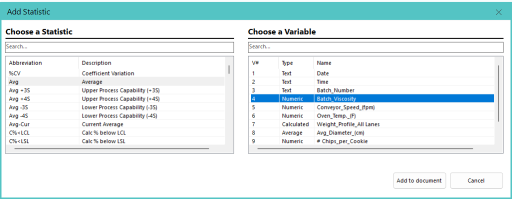 Example Insertion of Statistic Token