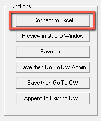 Example of the Connect to Excel button