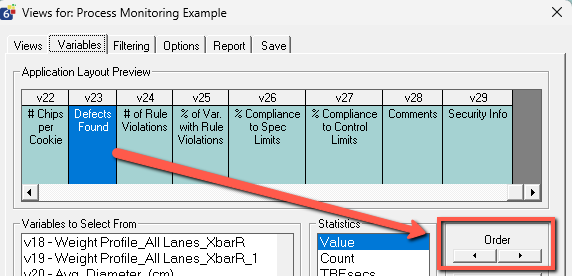 View variable ordering interface