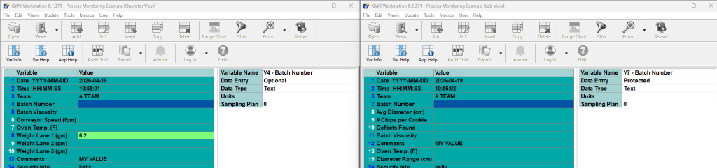 Example comparing Operator Entry vs Lab Entry view