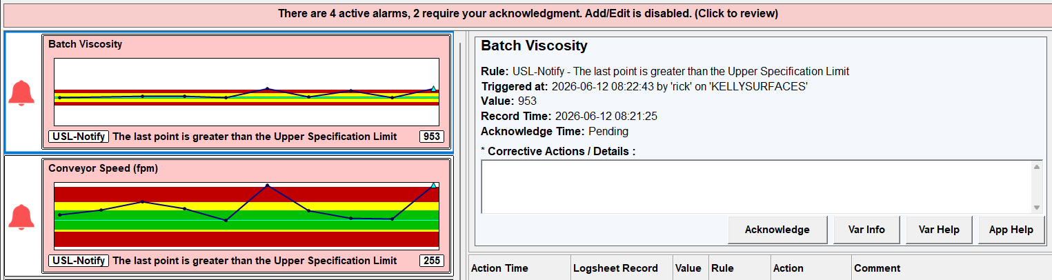  Required acknowledgement alarm