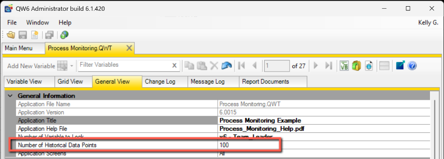 Number of Historical Data Points setting in QW Admin