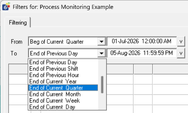 Start and end dataset filter options