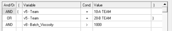 Variable filter grid with multiple conditions
