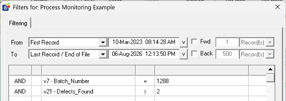 Variable filter using two conditions joined by AND