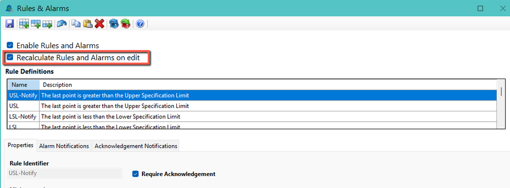 Enable rules and alarm processing when historical records are edited.