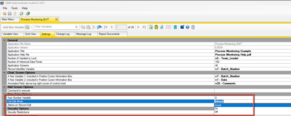 QW Admin QW Application Level Override setting