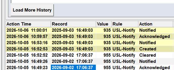 Alarm History Panel Updates